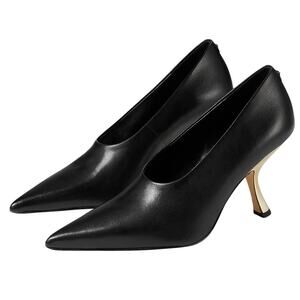 Michael Kors Womens Luna High Pumps US 6 M EU 36.5 Black Leather EUC